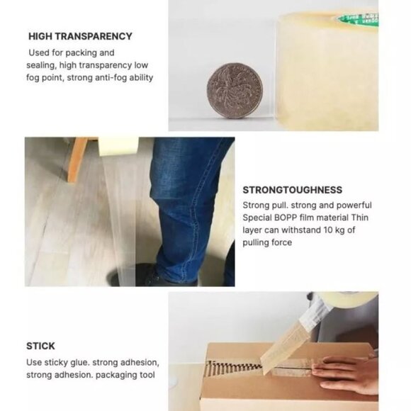 6 ROLLS 2" x 110 Yards (330ft) Clear Carton Sealing Packing Package Tape- 2Mil - Picture 2 of 4